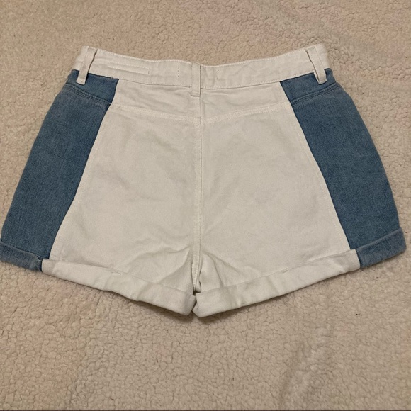 PacSun Color Block Denim Button Fly Mom Shorts - Picture 2 of 4